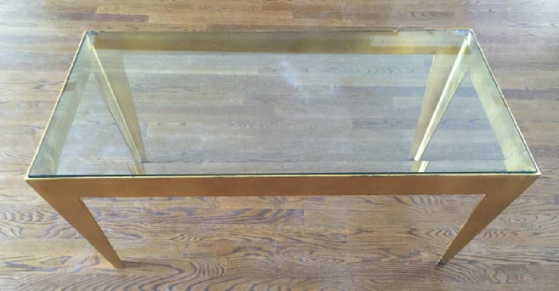 Contemporary Gold Leaf Metal & Glass Coffee Table (1 of 3)