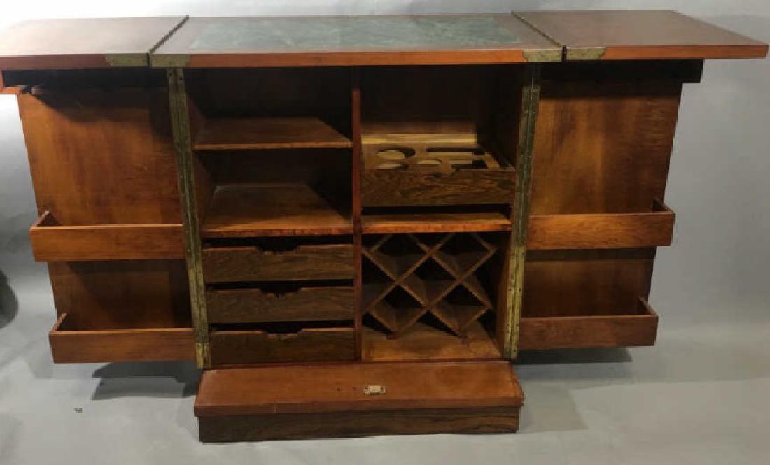 Asian Granite Top Carved Wood Bar Cabinet