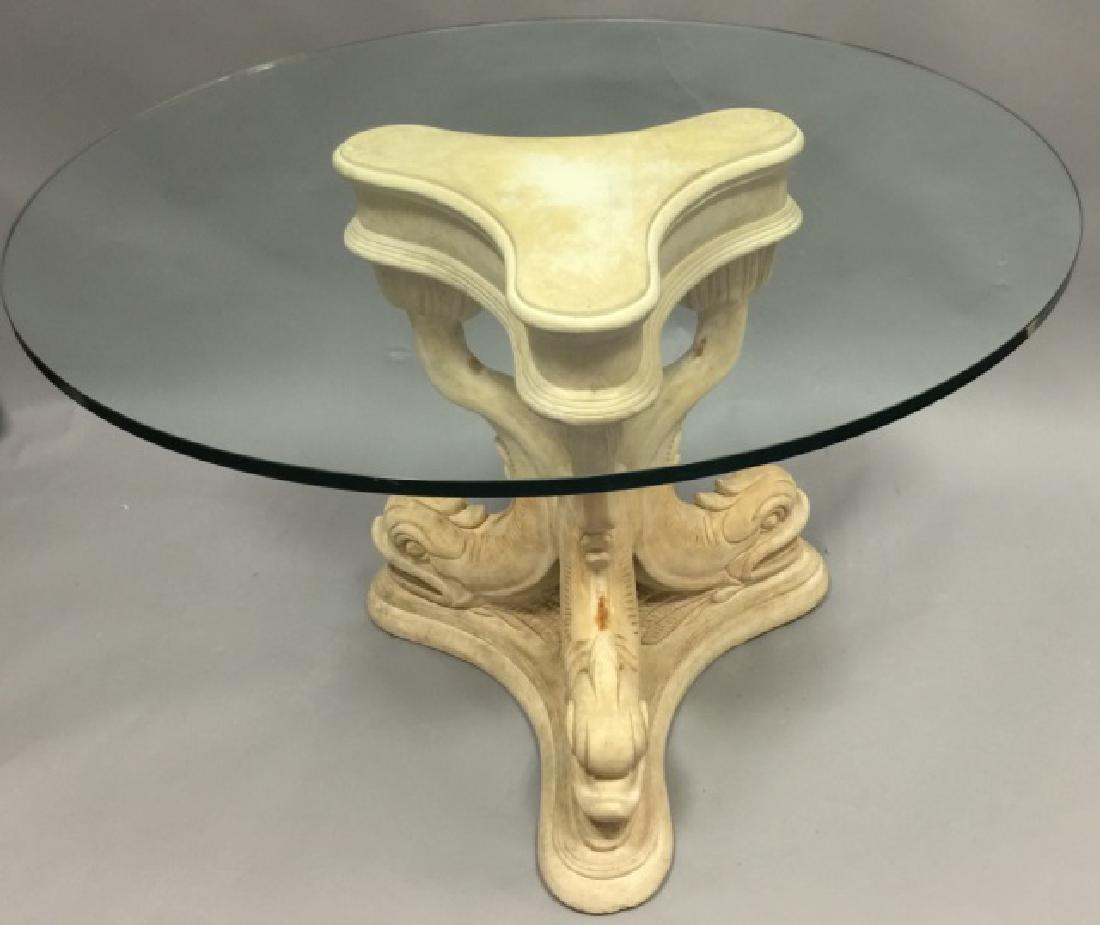 Pedestal Dining Table w Cast Dolphin Base (1 of 4)