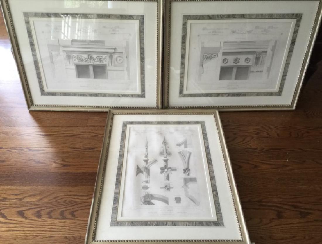 3 Antique 19th C Framed Architectural Prints (1 of 4)
