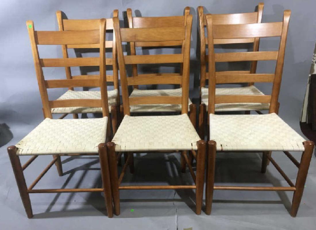 Set 6 Shaker Style Ladder Back Chairs Woven Seats (1 of 6)