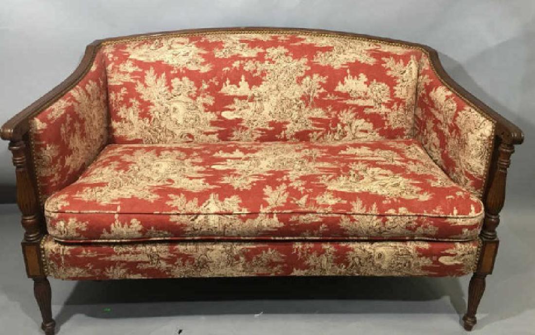 Vintage Regency Style Settee with Red Toile Fabric (1 of 9)