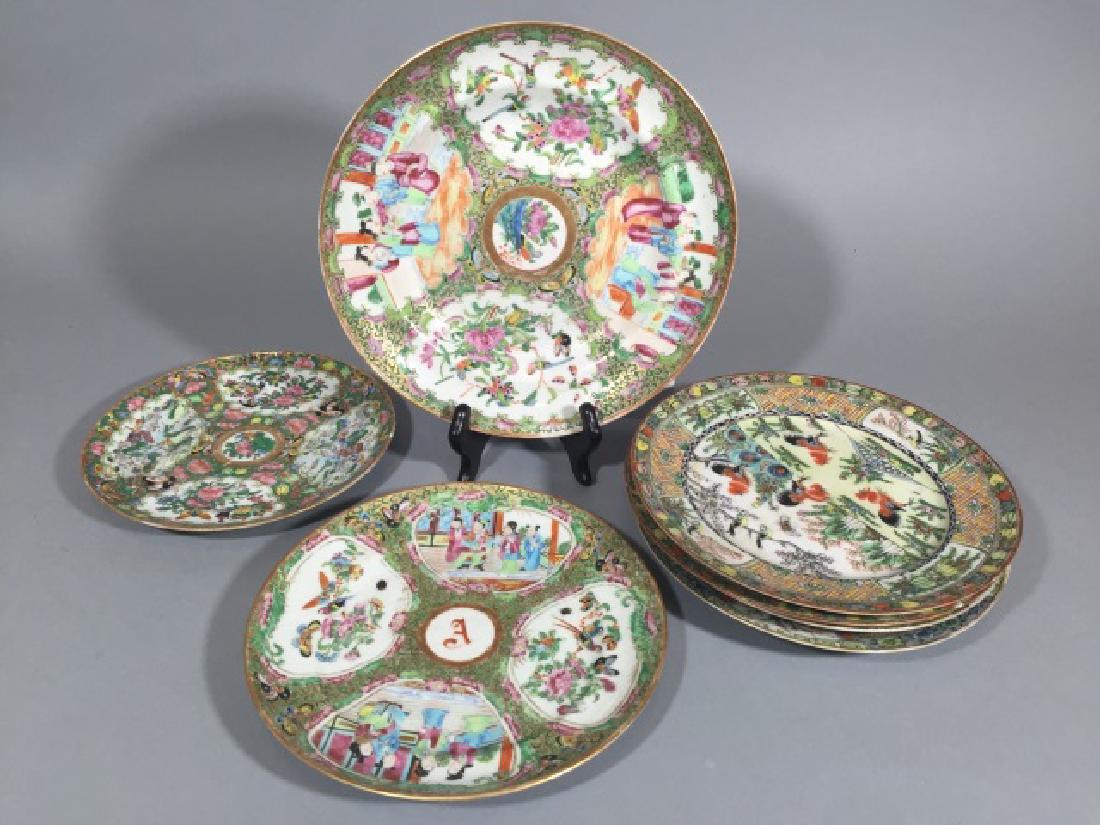 7 Antique Rose Medallion Chinese Porcelain Plates (1 of 6)