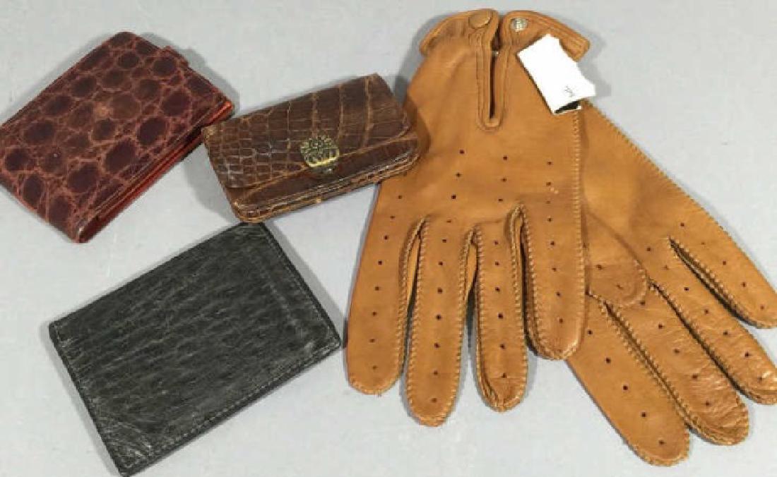 Group Vintage Leather Personal Items Wallet Gloves (1 of 4)