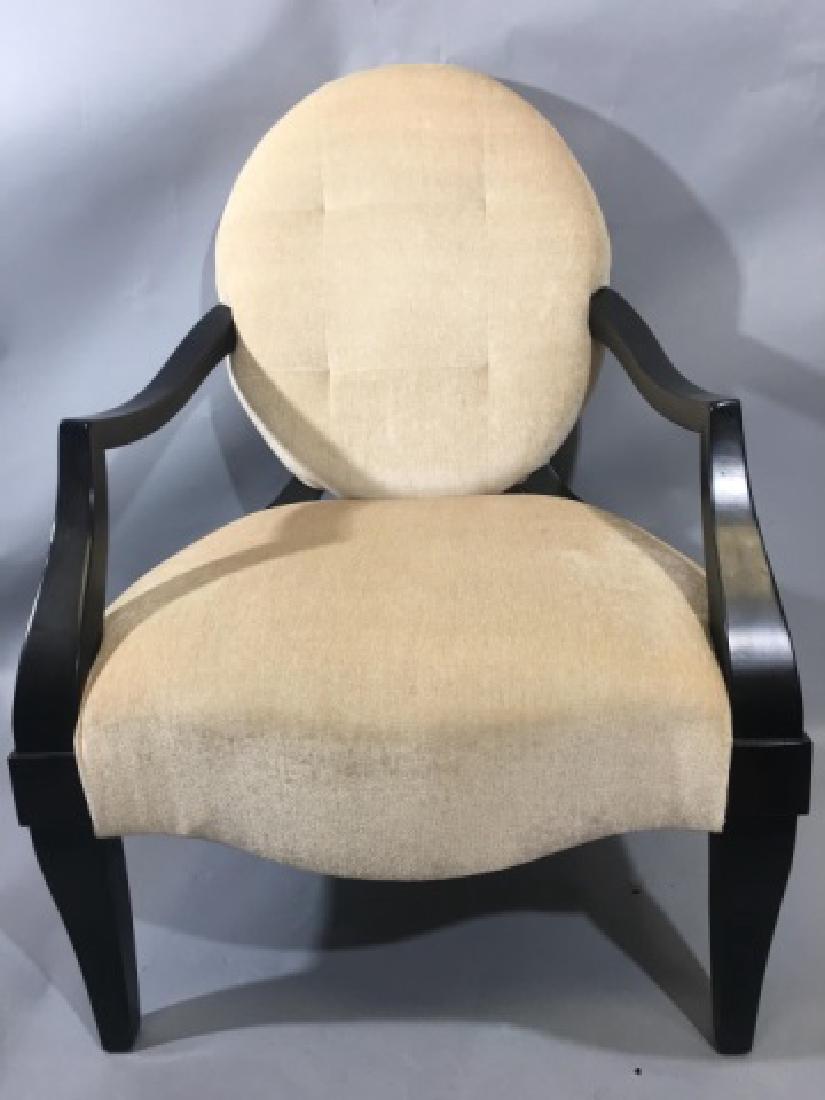 Balloon Back Upholstered Arm Chair by Henredon: Balloon Back Upholstered Arm Chair by Henredon. Measures 39 x 28 x 23 inches.
