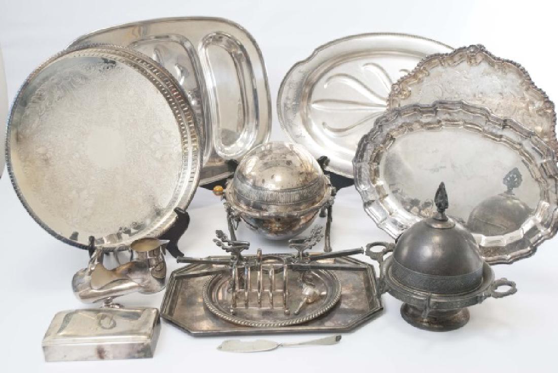 Group Silver Plate Serving Pieces, Tureen, Trays (1 of 11)