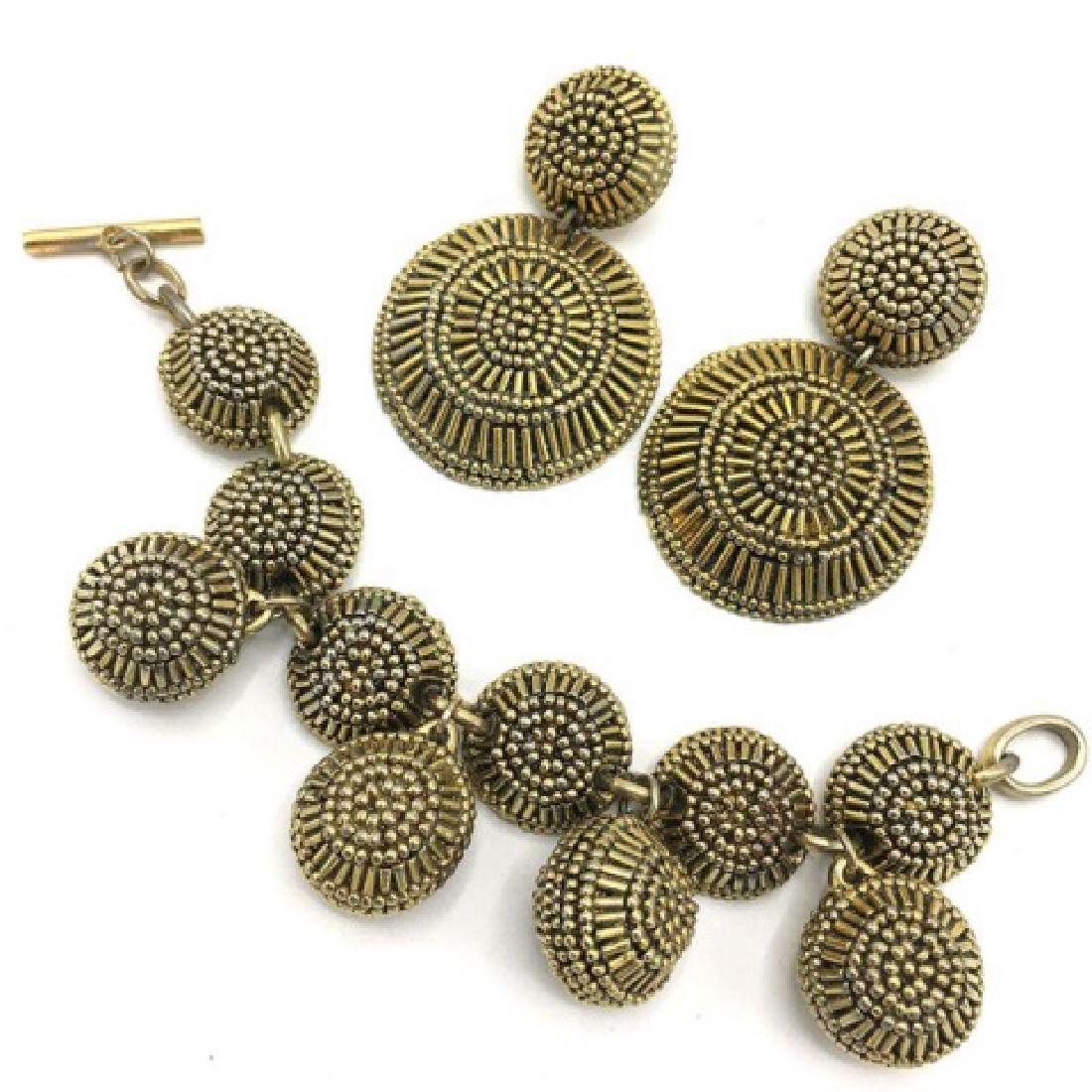 Vintage Costume 1970s Disc Drop Earrings Bracelet (1 of 3)