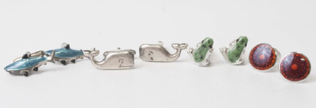 4 Pairs of Figural Cufflinks in Sterling & Enamel (1 of 5)