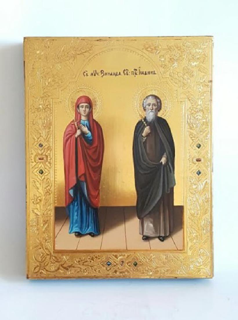 Russian Orthodox Hand Painted Icon of Two Saints (1 of 4)