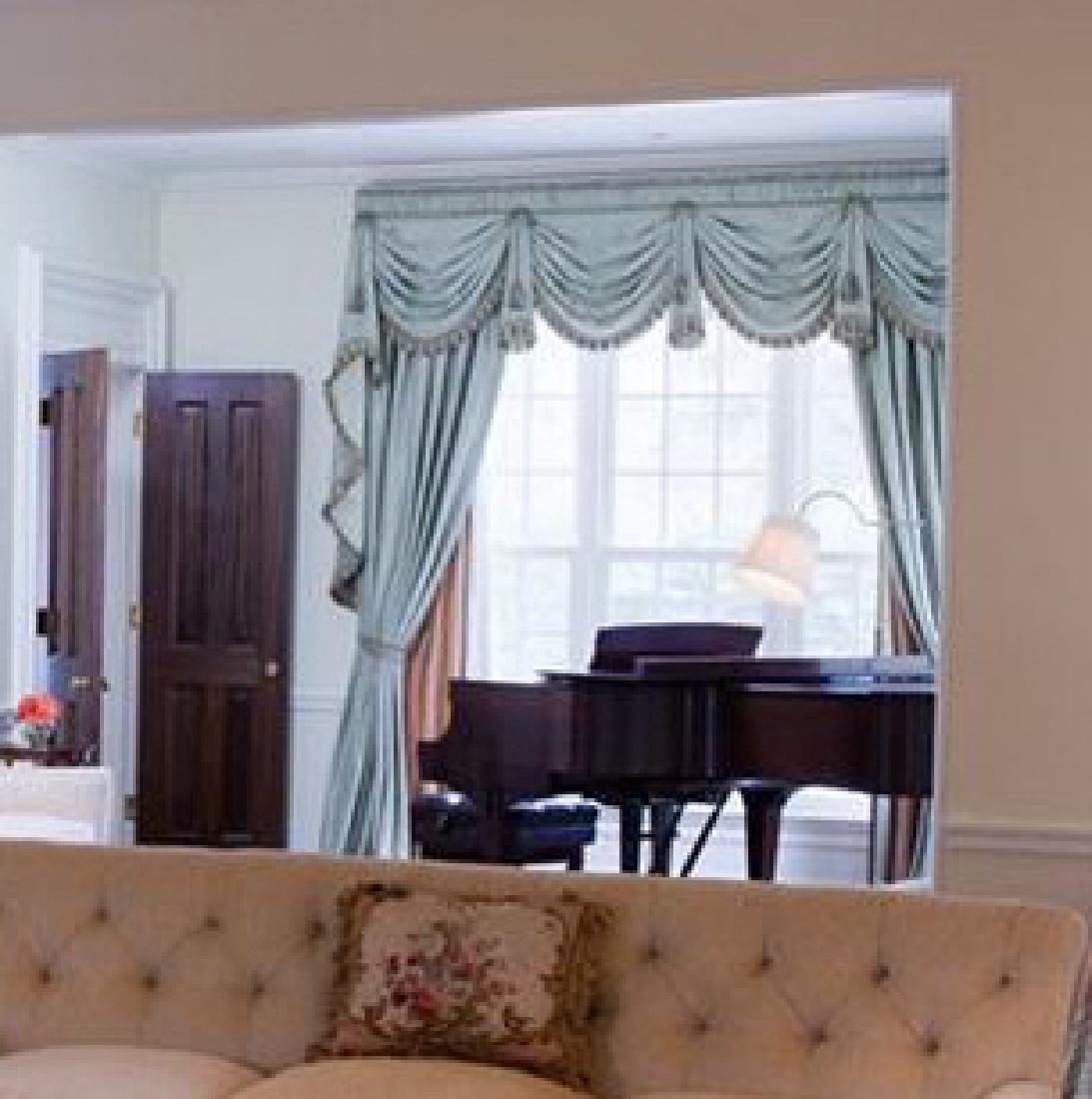 Large Quality Custom Made Silk Curtains w Fringe (1 of 2)