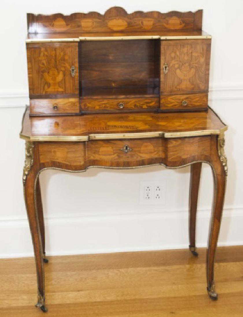 Antique French Inlaid Bonheur Du Jour Ladies Desk - Antique French Inlaid Bonheur Du Jour Ladies Desk