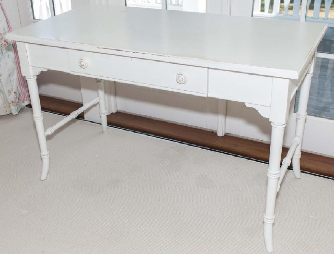 Contemporary White Painted Faux Bamboo Desk (1 of 3)