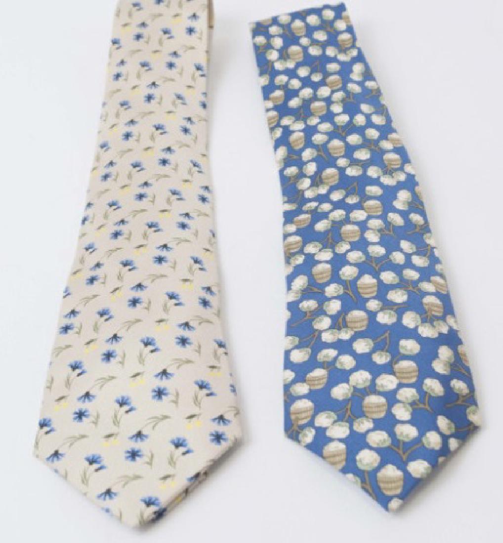 Pair Hermes Paris Ties - Cotton Picking & Floral (1 of 3)