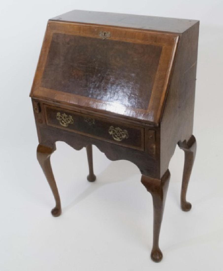 Queen Anne Style Antique Burl Wood Secretary Desk