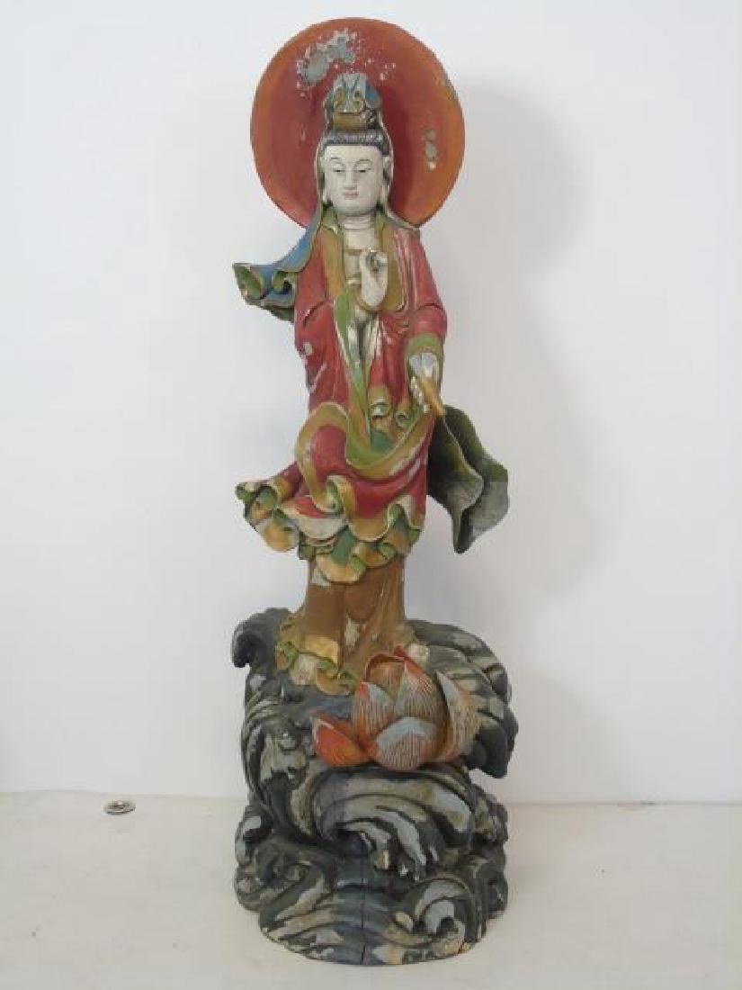 Antique 19th C Chinese Guanyin Buddha Statue (1 of 4)