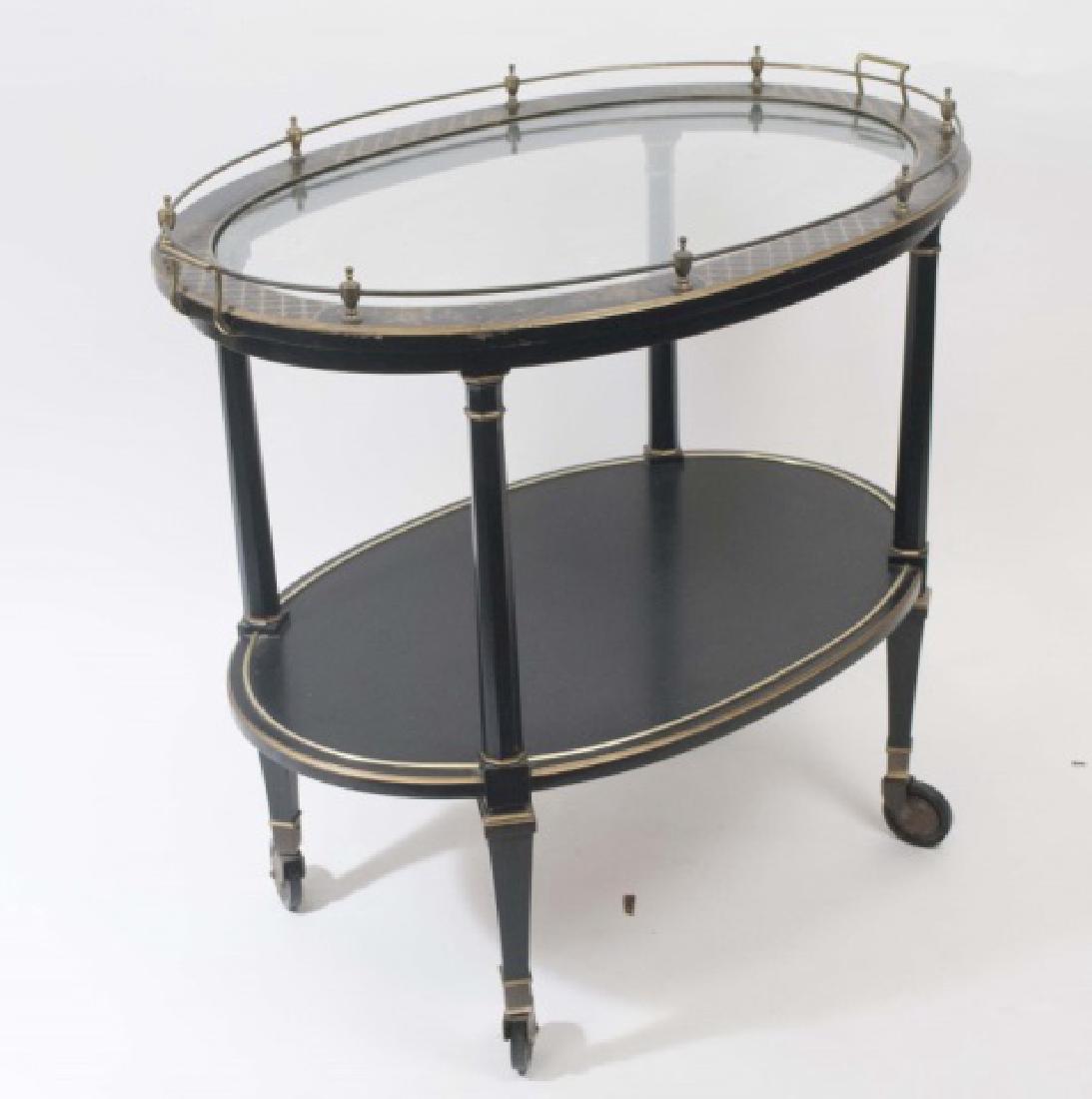 Vintage Black & Gold Painted Tea Cart w Glass Top (1 of 5)