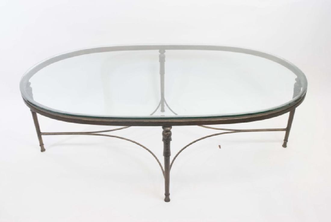 Contemporary Oval Iron & Glass Coffee Table (1 of 4)