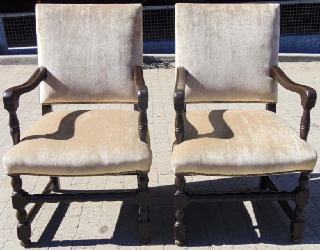 Pair of English Tudor Style Carved Armchairs (1 of 5)