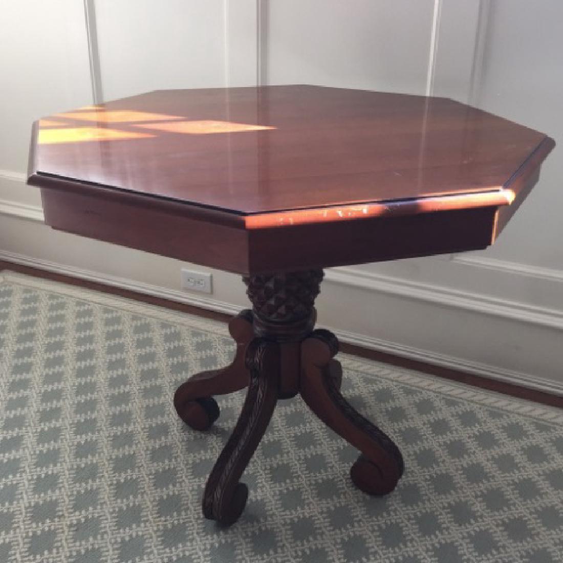 Carved Wood Pineapple Motif Pedestal End Table (1 of 4)