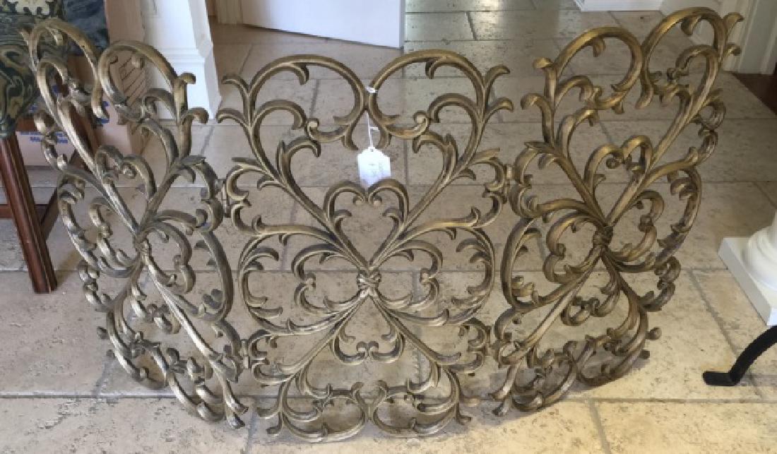 Convex Scrollwork Gilt Metal Fireplace Screen (1 of 2)