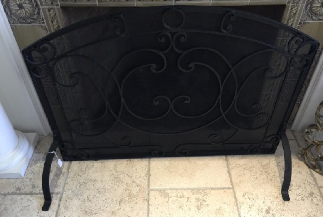 Contemporary Black Scrollwork Fireplace Screen (1 of 3)