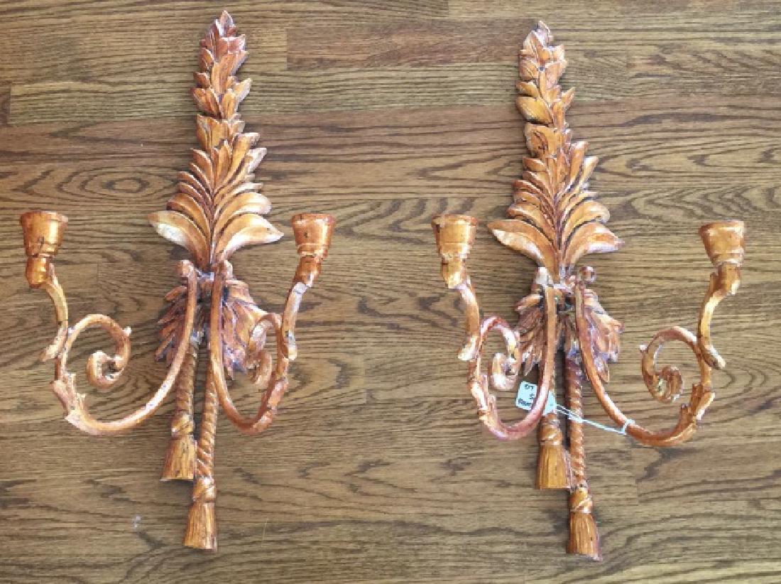 Pair Gilt Metal Neo Classical Design Wall Sconces (1 of 4)