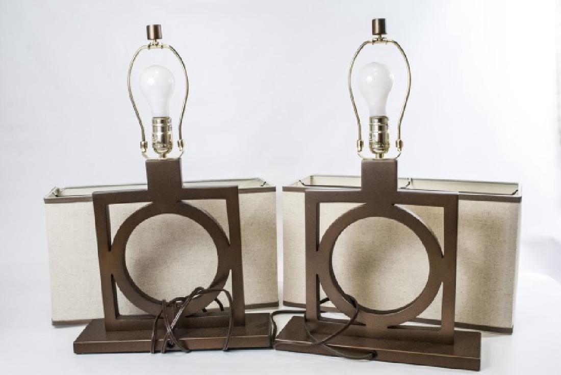 Pair Contemporary Modern Bronze Tone Lamps (1 of 3)