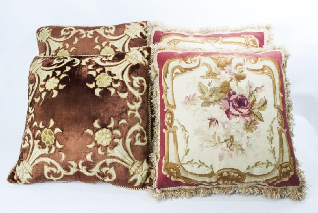 4 Custom Made Pillows w Silk / Tapestry / Fringe (1 of 5)