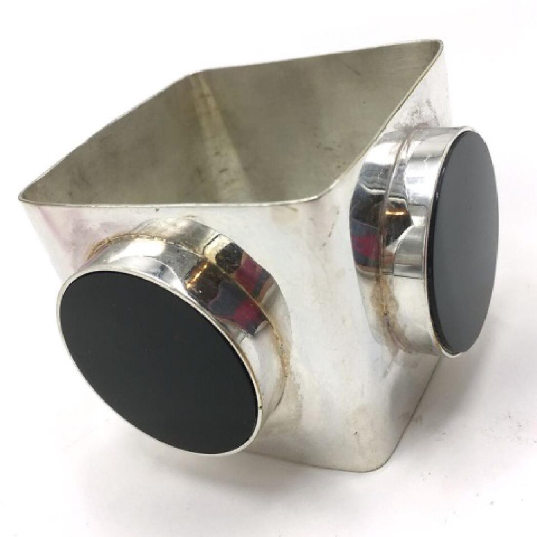 Large Silver & Onyx Mid-Century Bracelet (1 of 3)