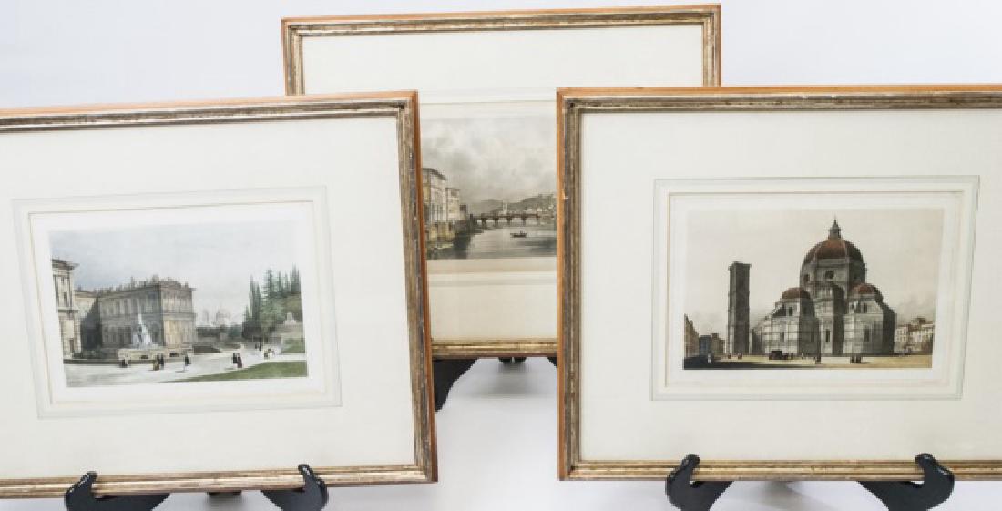 Trio of Framed & Matted Lithos of Florence, Italy (1 of 6)