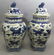 Pr Large Chinese Ceramic Blue & White Jars w Lids