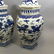 Pr Large Chinese Ceramic Blue & White Jars w Lids - 2