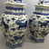 Pr Large Chinese Ceramic Blue & White Jars w Lids - 3
