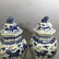 Pr Large Chinese Ceramic Blue & White Jars w Lids - 5