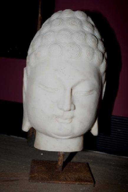 Carved White Marble Chinese / Asian Buddha Head (1 of 1)