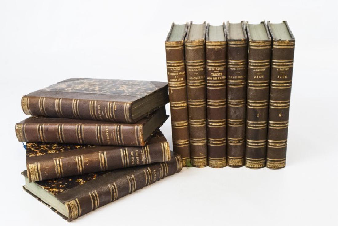 10 Antique Leather-Bound Volumes of Daudet -French (1 of 8)