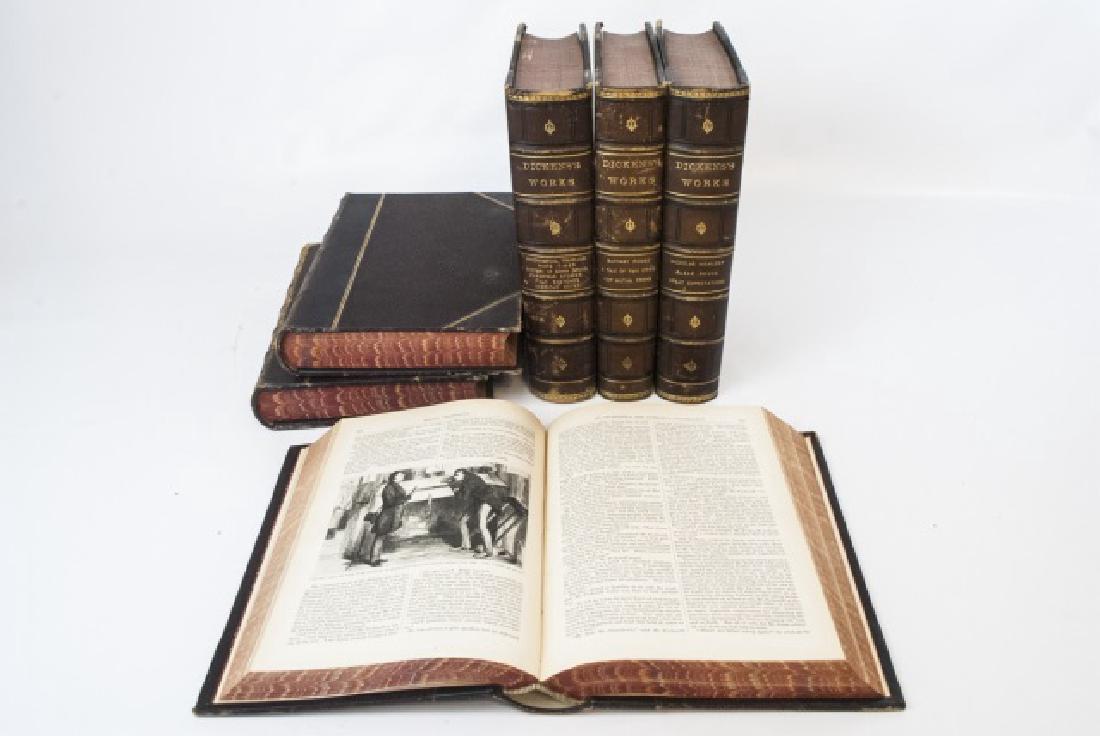 6 Antique Leather-Bound Volumes of Dickens' Work (1 of 14)