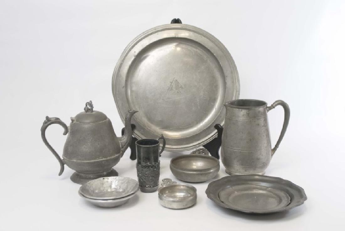 Collection of Antique Pewter Serving Items (1 of 6)
