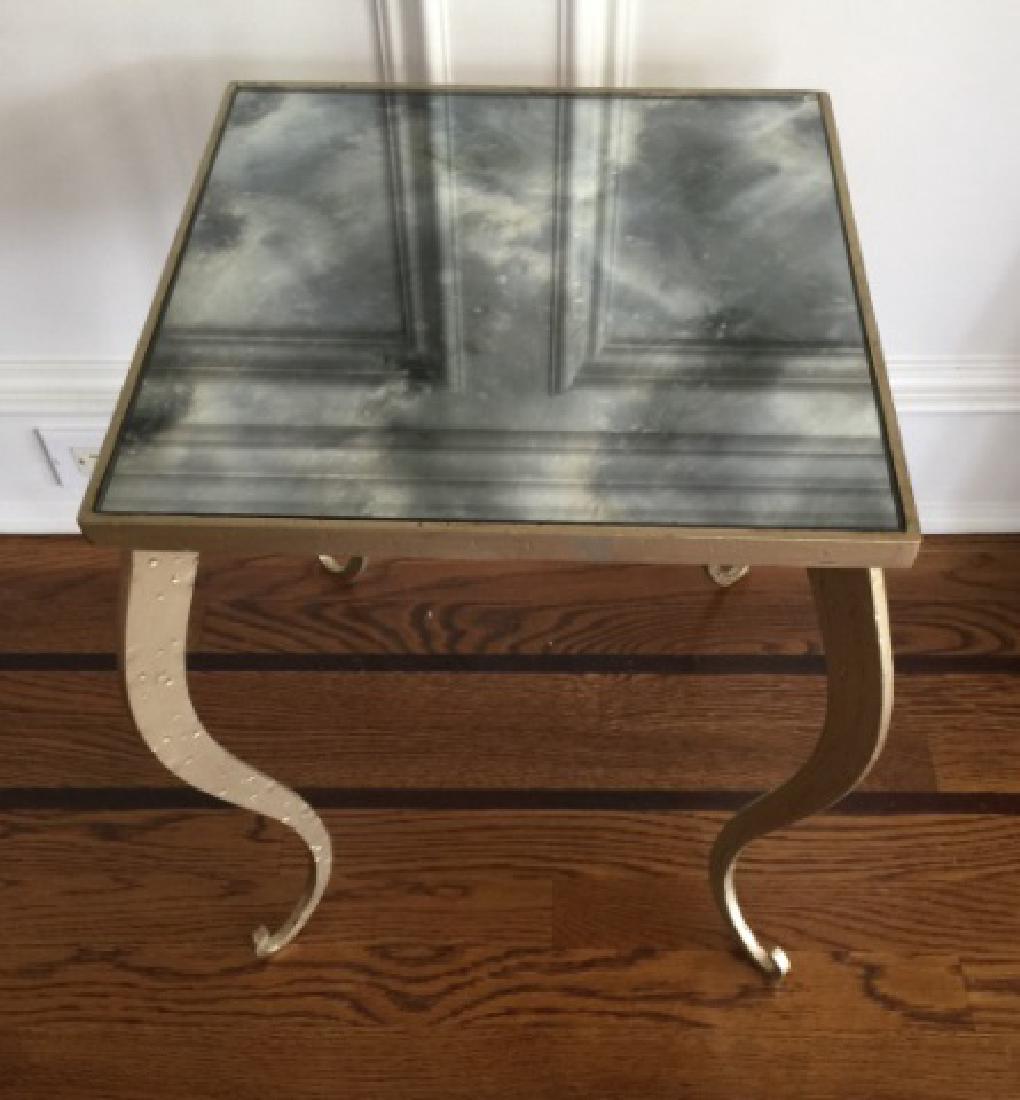 Contemporary Wrought Iron Mirrored Top End Table (1 of 3)