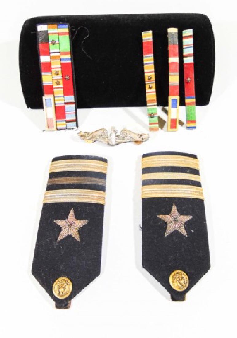 Mid Century Wood-Lined Box w Military Ribbon & Pin (1 of 7)