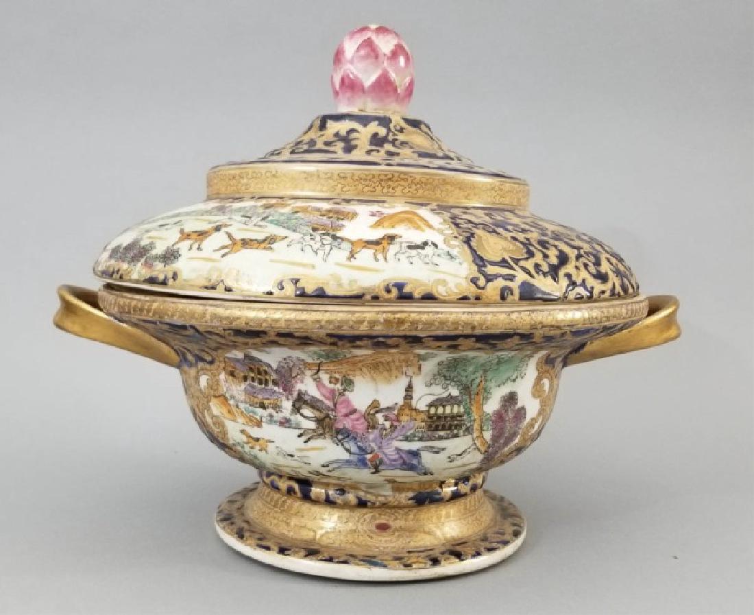 Asian Hand Painted Tureen with Lid & Plate (1 of 8)