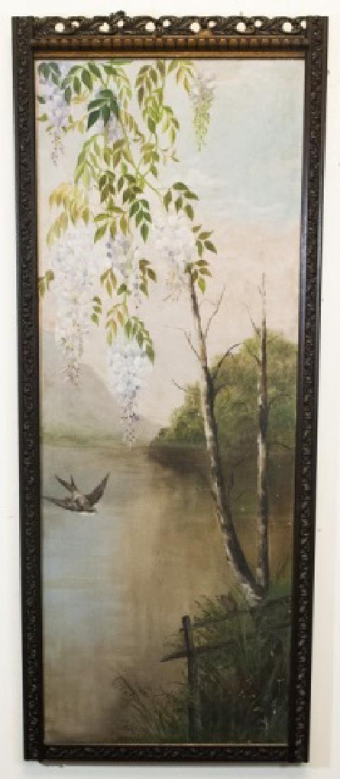Dark Wood Framed Asian Hand-Painted Panel (1 of 3)