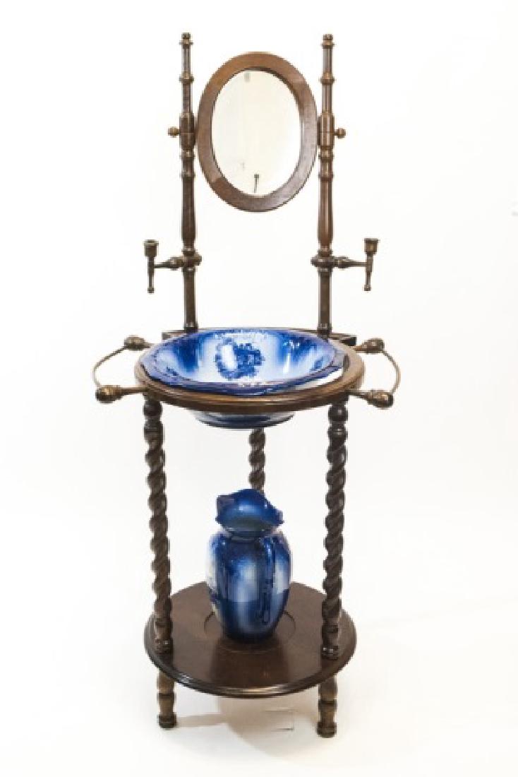 Vintage Wood Washstand with Ceramic Sink & Pitcher (1 of 13)