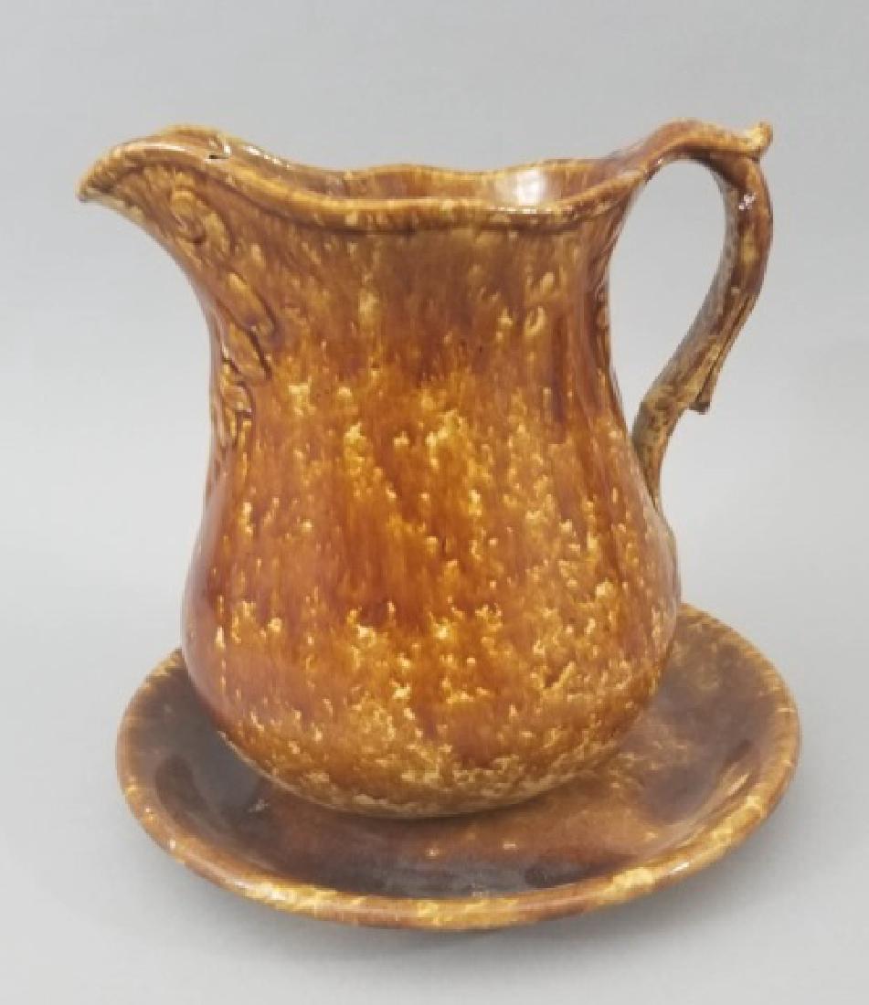 Antique 19th C Rockingham Glaze Pitcher & Charger (1 of 6)