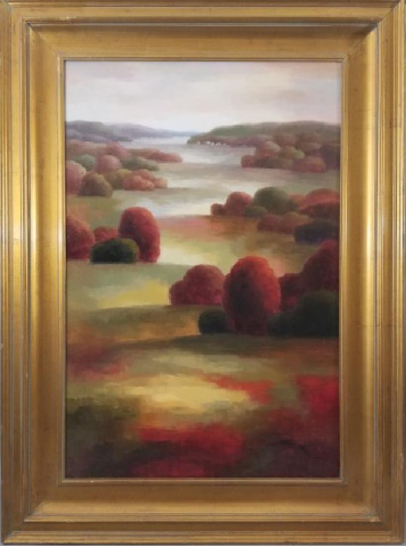 Oil Painting Burgundy Landscape, Signed Samuel (1 of 10)