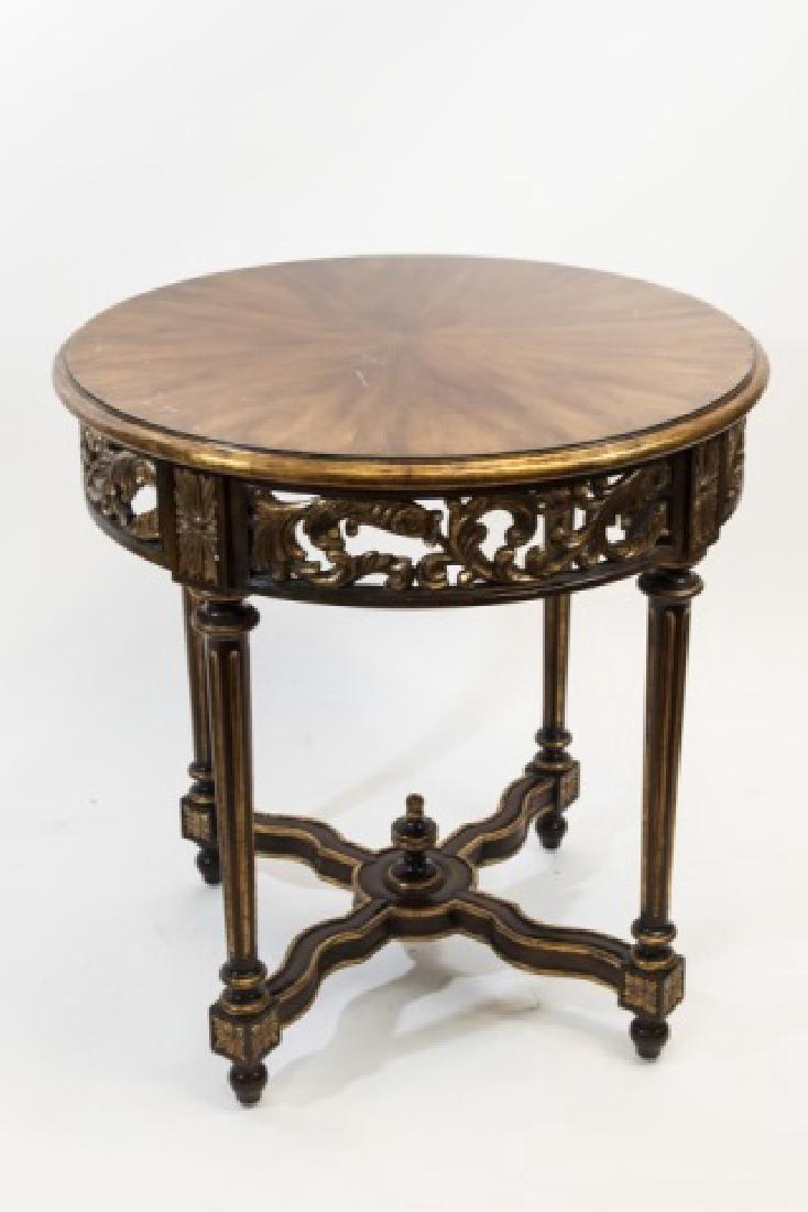 Quality Carved & Gilt Wood Round End Table (1 of 5)