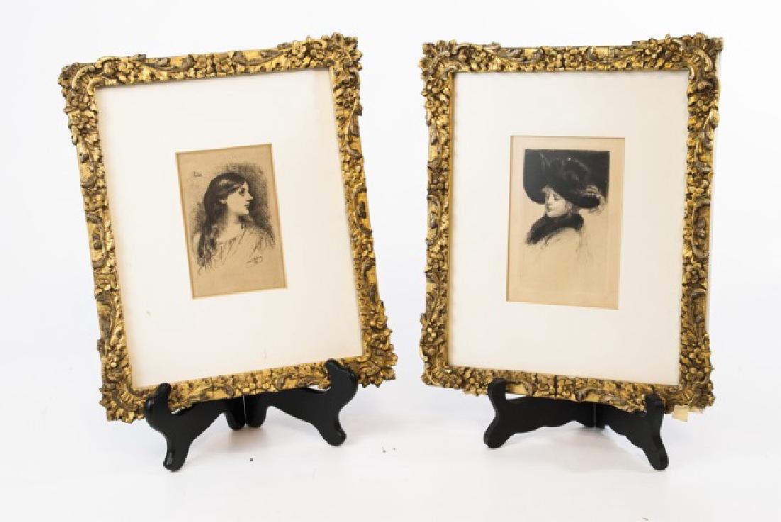 Pair Antique 19th C Fine Engravings in Gold Frames (1 of 5)