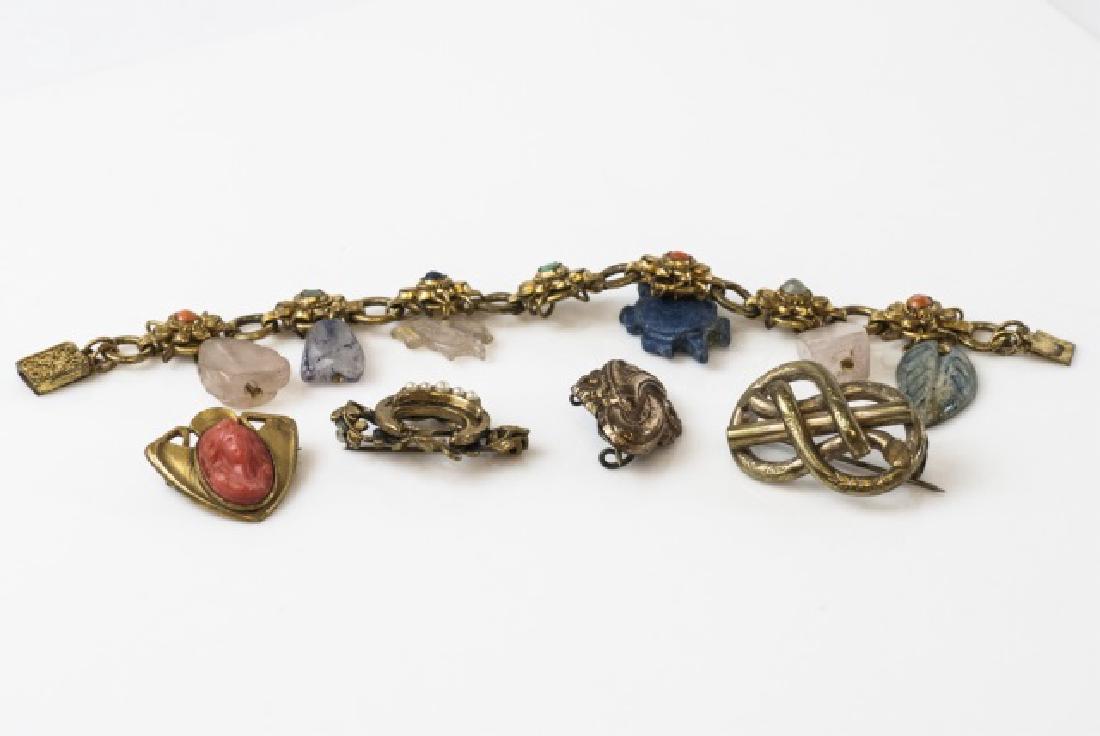Antique Brooches & Gilt Metal Charm Bracelet (1 of 12)