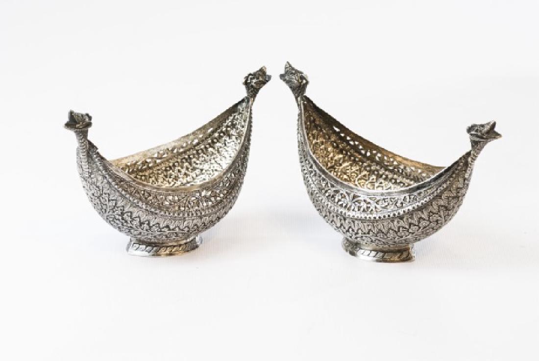 Pair Antique Indo Persian Chased Silver Bowls (1 of 5)