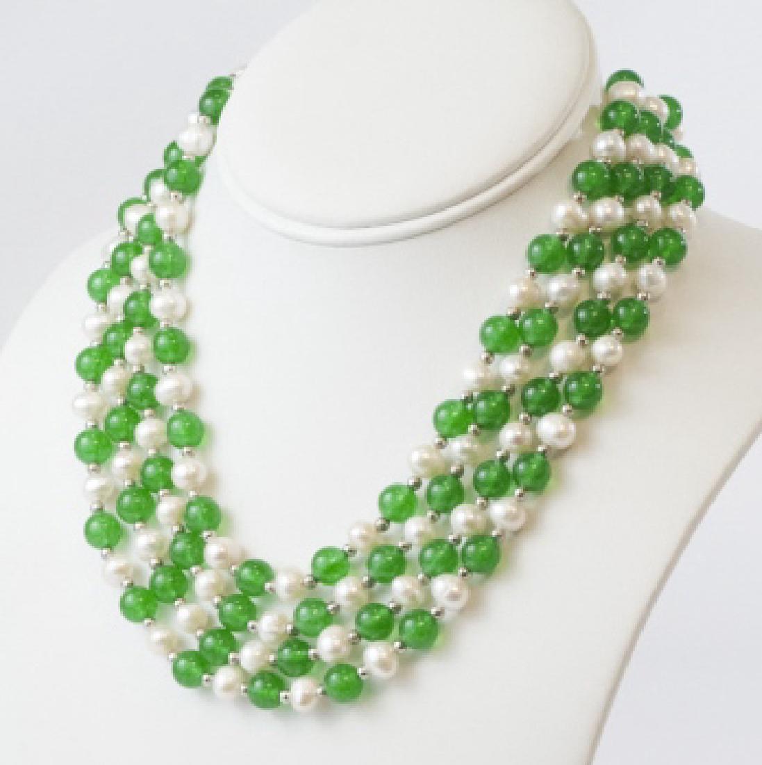 Pair Double Strand Jade & Baroque Pearl Necklaces (1 of 4)